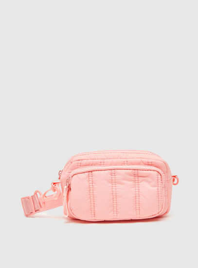 Solid Cross Body Bag with Zip Closure and Removable Straps