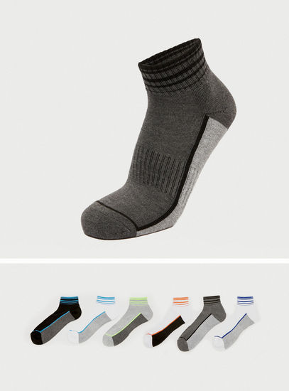 Set of 6 - Striped Ankle Length Sport Socks