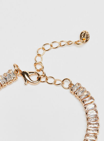 Crystal Studded Bracelet with Stone Pendant