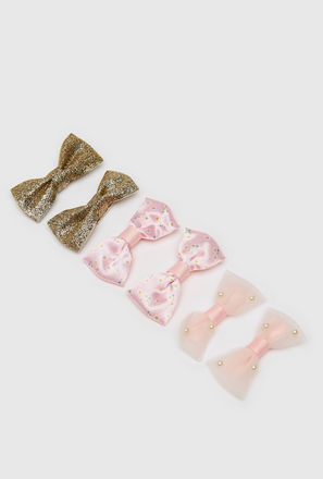 Set of 6 - Bow Accented Hair Clip