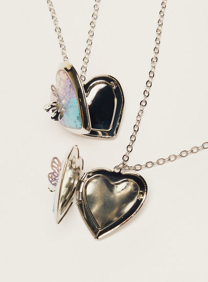 Heart Shaped Locket Pendant Layered Necklace with Lobster Closure
