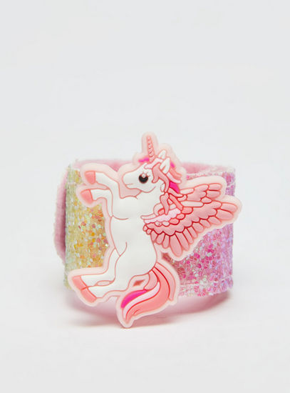 Embellished Slap Bracelet with Unicorn Applique