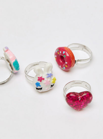 Set of 4 - Embellished Adjustable Ring