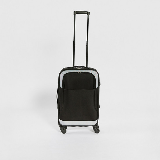 Textured Soft Suitcase with Retractable Handle and Wheels - 36x18x58 cms