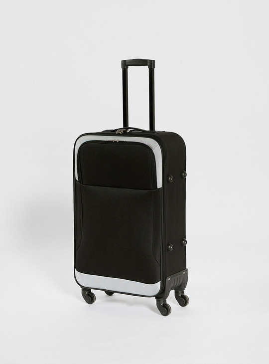 Textured Soft Suitcase with Retractable Handle and Wheels - 41x20.5x68 cms