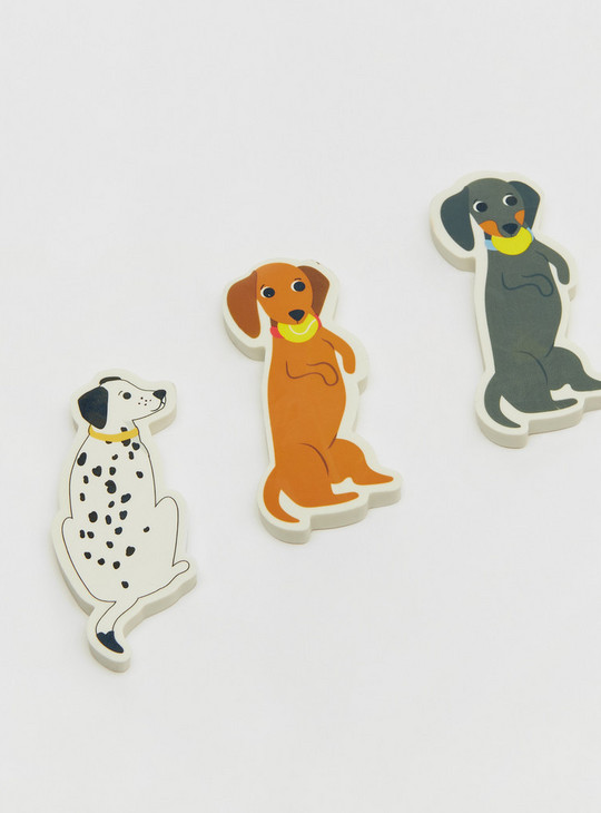 Set of 3 - Assorted Dog Patterned Eraser