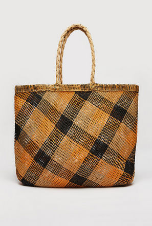 Checked Tote Bag with Double Handle