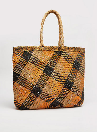 Checked Tote Bag with Double Handle