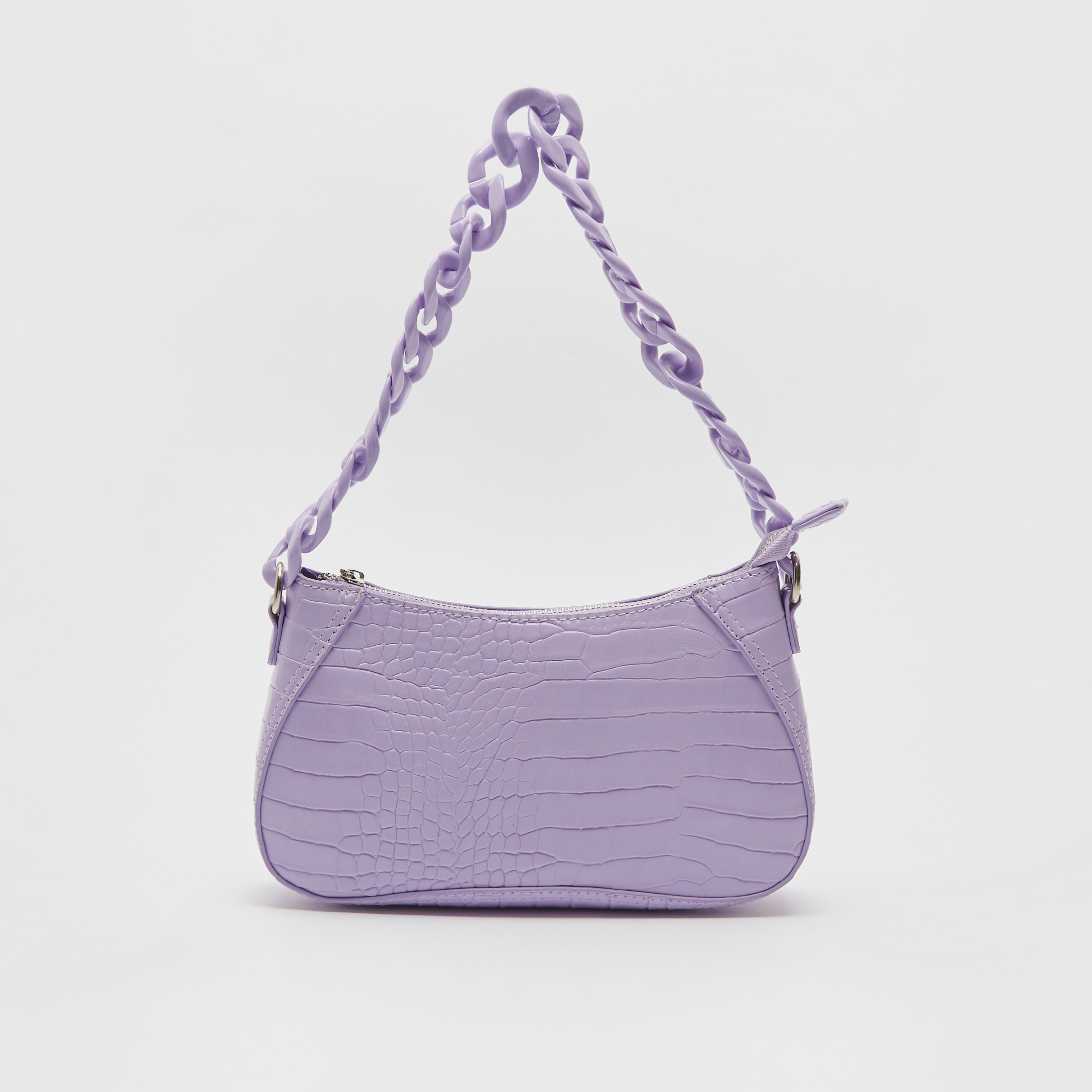 バッグ m_yyyua Shop Textured Crossbody Bag with Chunky Chain Detail and