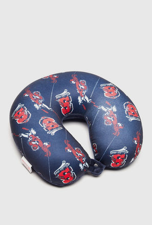 Spider-Man Print Neck Pillow with Snap Button Closure