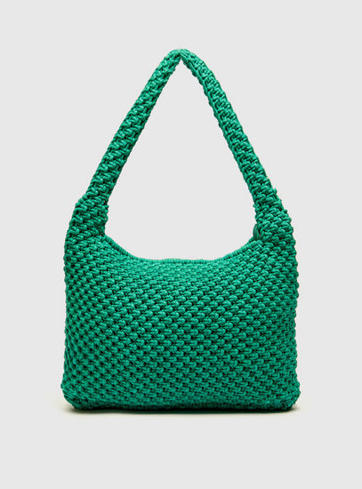 Textured Handbag with Handle and Zip Closure