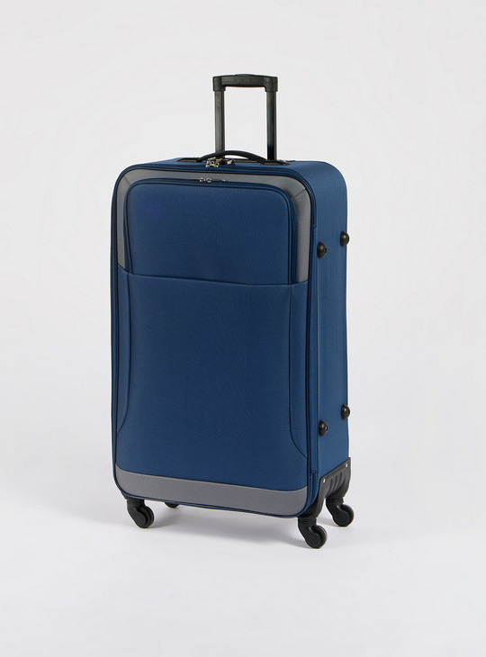 Solid Soft Suitcase with Retractable Handle and Wheels - 46x23x78 cms