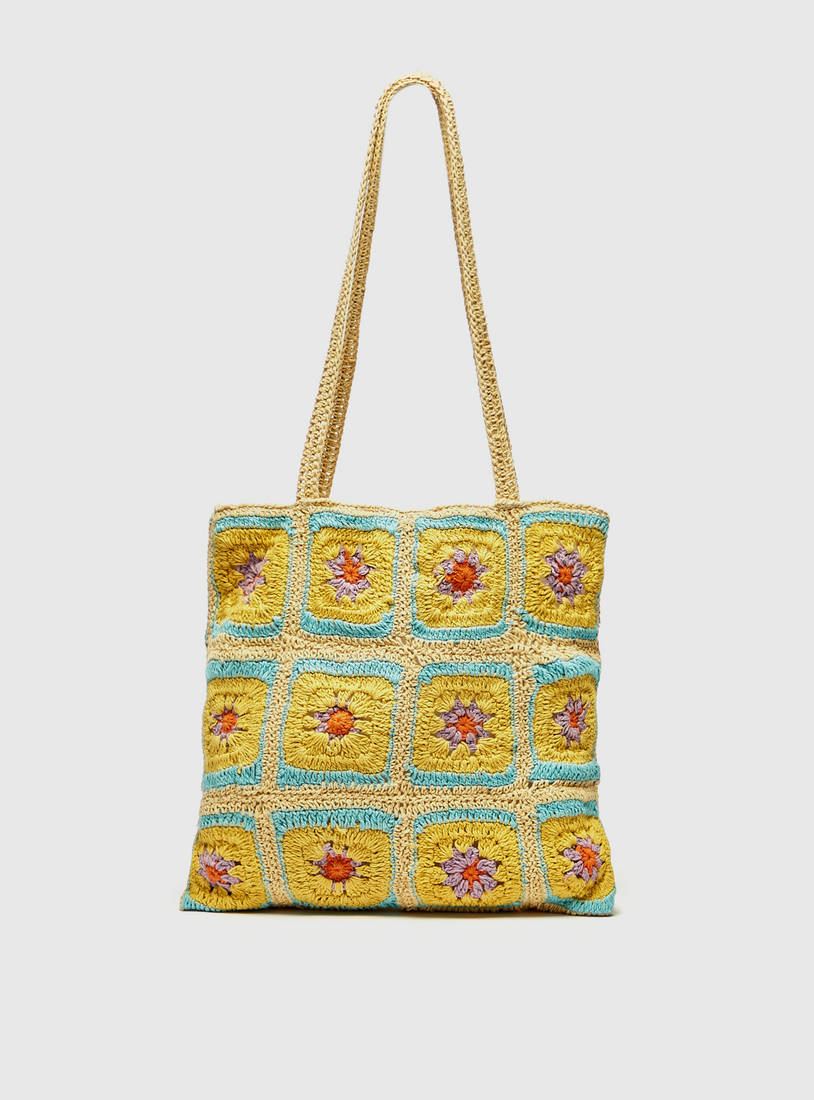 Embroidered Hand Bag with Double Handle-Bags-image-0