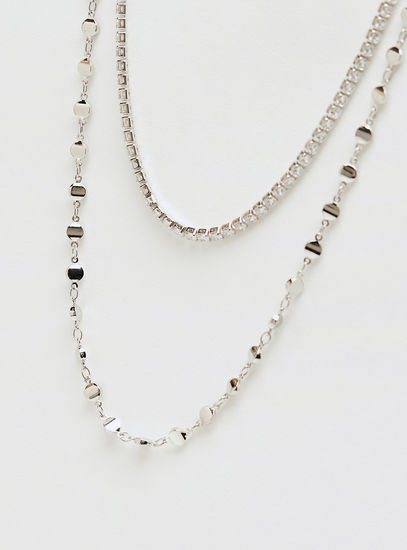 Embellished Layered Necklace with Lobster Clasp
