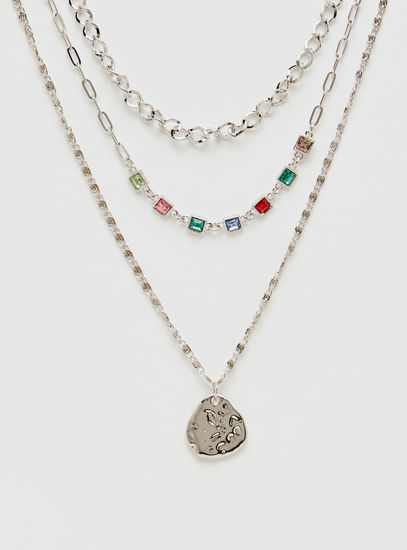 Embellished Layered Necklace with Lobster Clasp