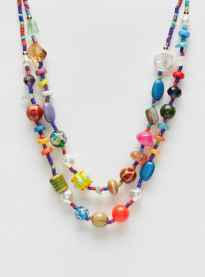 Beaded Layered Necklace with Lobster Clasp Closure