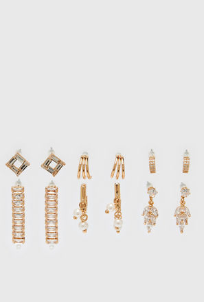 Set of 6 - Assorted Metallic Earring with Pushback Closure