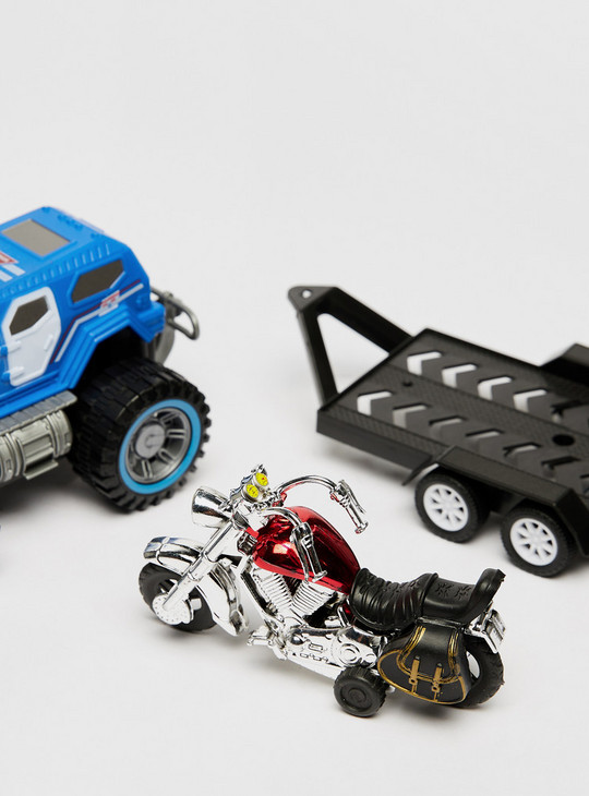 Friction Toy Car with Motorcycle