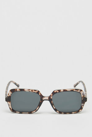 Animal Print Full Rim Tinted Sunglasses with Nose Pads