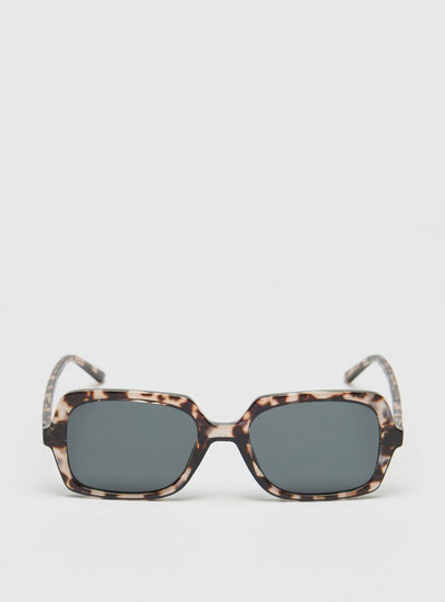 Animal Print Full Rim Tinted Sunglasses with Nose Pads