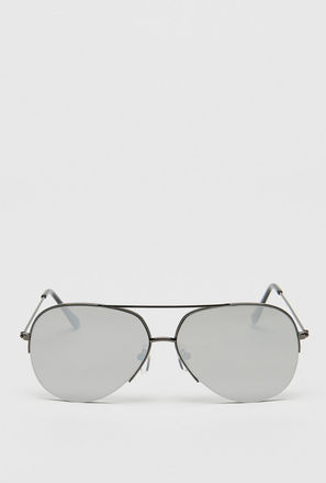Tinted Aviator Sunglasses with Oval Rim and Nose Pads