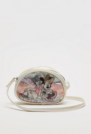 Minnie Mouse and Daisy Duck Print Crossbody Bag with Single Strap