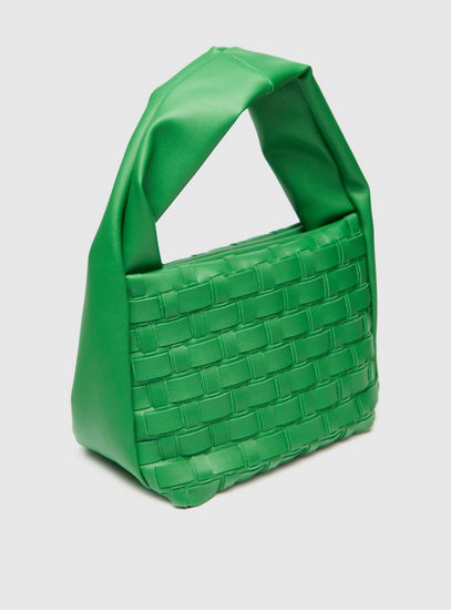 Weave Texture Handbag with Handle and Zip Closure