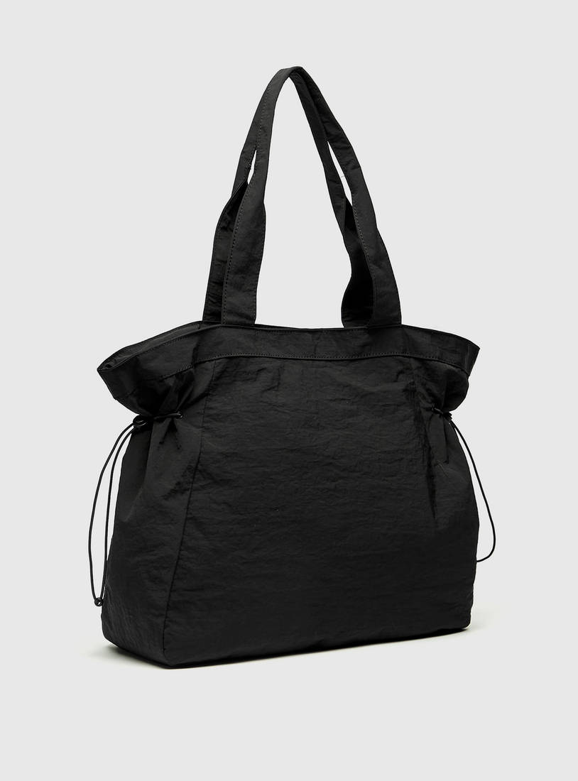 Solid Handbag with Double Handle and Drawstring Closure-Bags-image-1