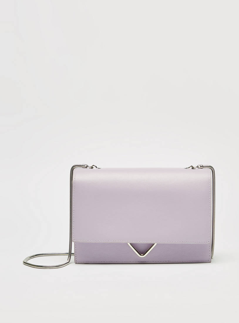 Solid Crossbody Bag with Flap Closure-Bags-image-0