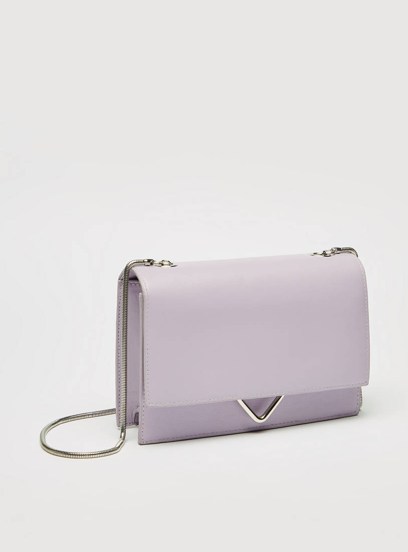 Solid Crossbody Bag with Flap Closure-Bags-image-1