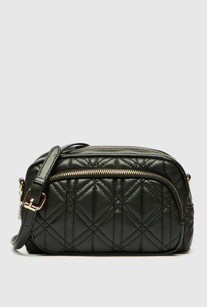 Quilted Crossbody Bag with Zip Closure