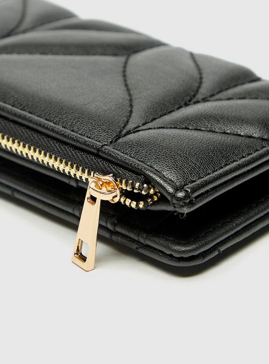 Textured Wallet with Zip and Button Closure