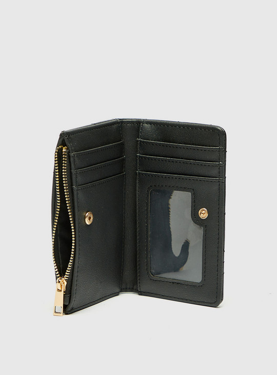 Textured Wallet with Zip and Button Closure