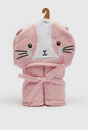 Embroidered Hooded Bathrobe with Belt Detail