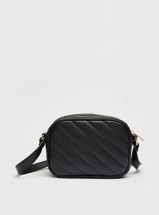 Quilted Crossbody Bag with Adjustable Strap and Zip Closure