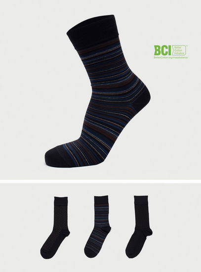 Set of 3 - Printed BCI Cotton Crew Length Socks