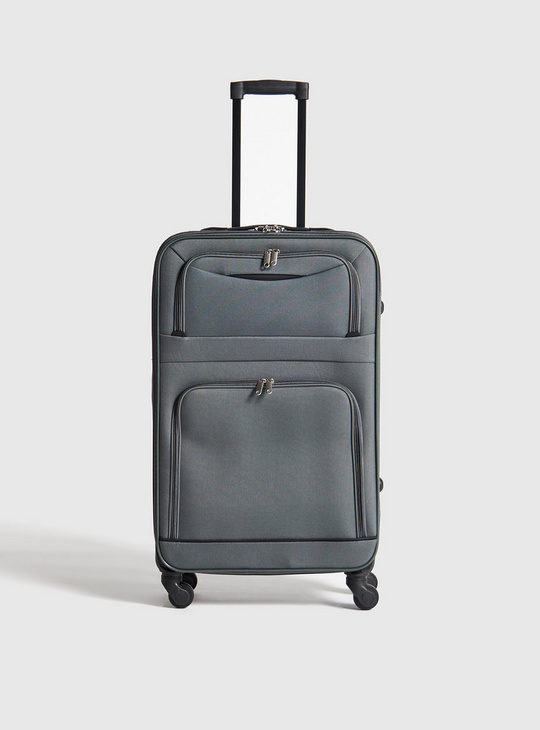 Solid Soft Suitcase with Retractable Handle and Wheels - 42x23.5x70 cms