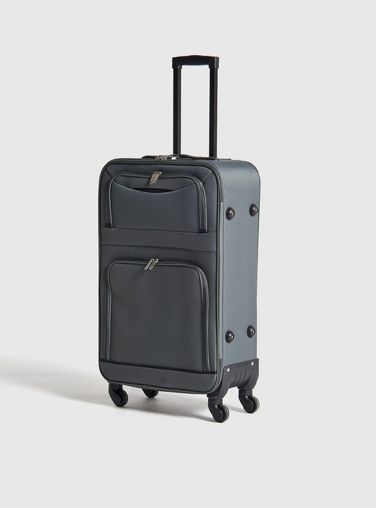 Solid Soft Suitcase with Retractable Handle and Wheels - 42x23.5x70 cms