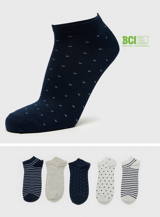 Set of 5 - Printed BCI Cotton Ankle Length Socks