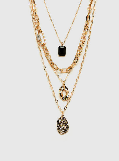 Embellished Chunky Chain Layered Necklace with Lobster Clasp