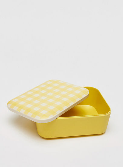 Checked Bento Lunch Box with Lid and Elastic Band-Baskets-image-1