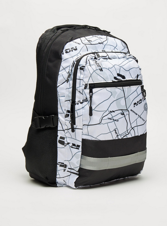 Printed Backpack with Zip Closure - 45.5x32x14 cms