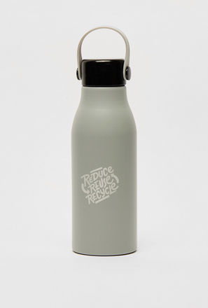 Typographic Print Water Bottle with Screw Lid and Handle - 7.4x21.5 cms
