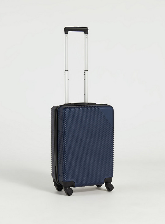 Textured Hard Suitcase with Retractable Handle and Wheels - 37x22x50 cms