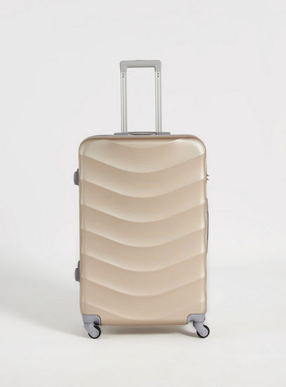 Textured Hard Suitcase with Retractable Handle and Wheels - 43x26x60 cms