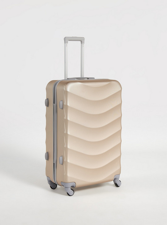 Textured Hard Suitcase with Retractable Handle and Wheels - 43x26x60 cms