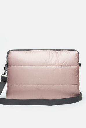 Quilted Laptop Bag with Zip Closure and Adjustable Strap - 40.5x2.5x28 cms