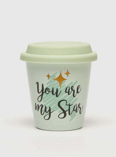 Slogan Print Cup with Lid