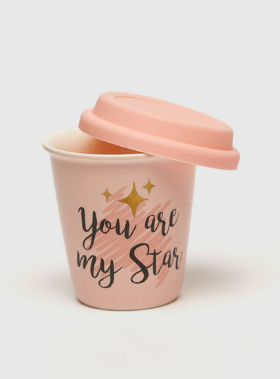 Slogan Print Cup with Lid