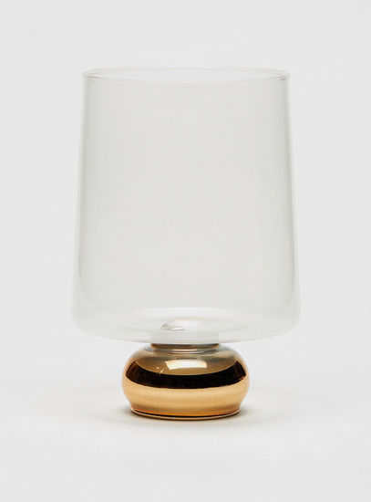 Cylindrical Glass Candleholder with Elevated Base